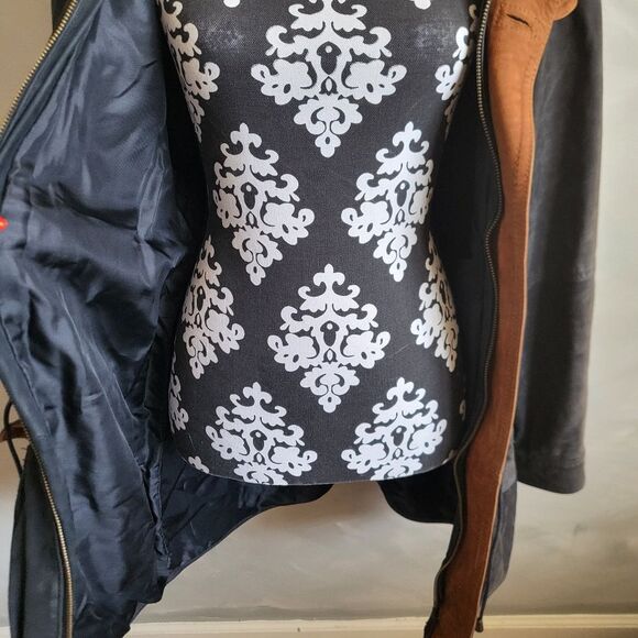 Vintage Leather Vera PELLE Barn Coat Jacket Italy Ash Black Brown Tan Size M - Picture 12 of 14